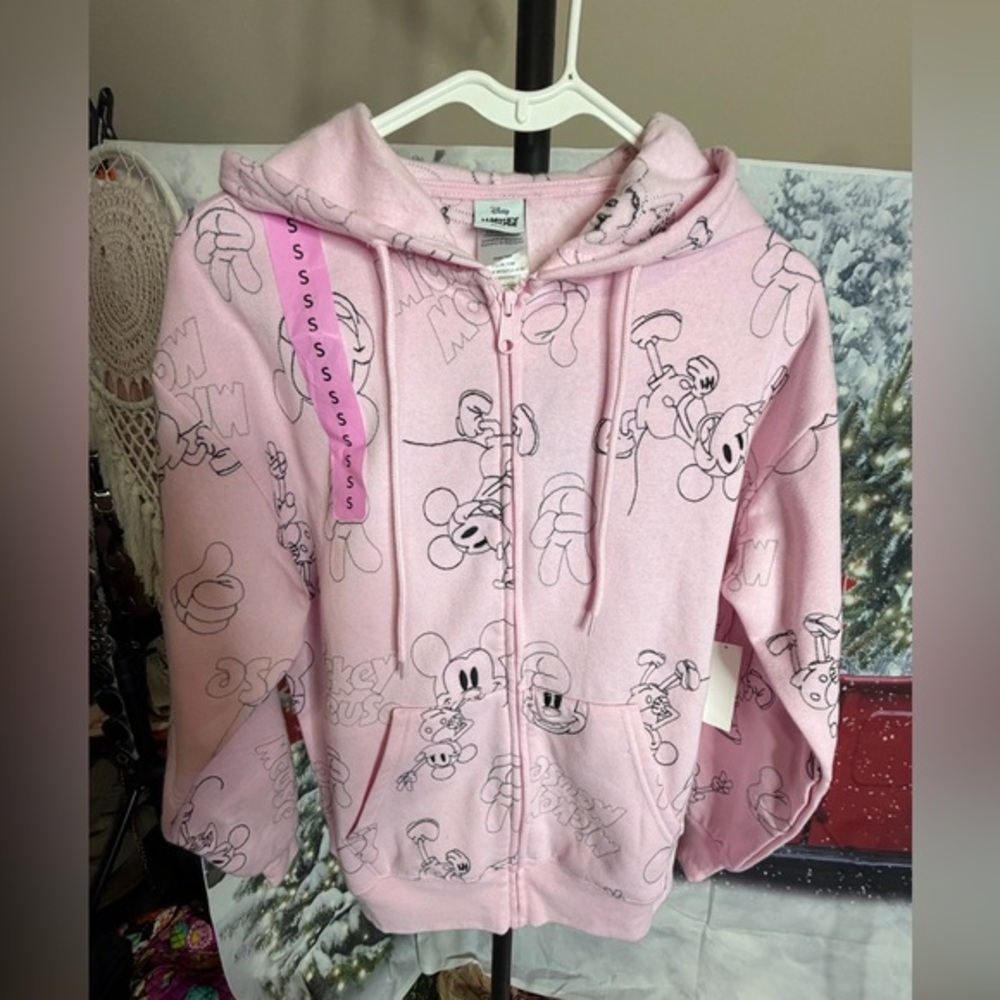 Disney Mickey Mouse Embroidered Pink Hoodie Size Small. NWT.